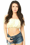 Cream Lined Lace Short Sleeve Peasant Top - Daisy Corsets
