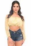 Cream Lined Lace Long Sleeve Peasant Top