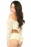 Cream Lined Lace Long Sleeve Peasant Top - Daisy Corsets