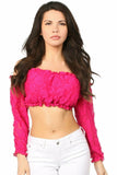 Fuchsia Lined Lace Long Sleeve Peasant Top - Daisy Corsets