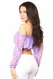 Lilac Lined Lace Long Sleeve Peasant Top