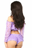 Lilac Lined Lace Long Sleeve Peasant Top