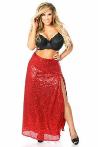Top Drawer Long Red Sequin Skirt - Daisy Corsets