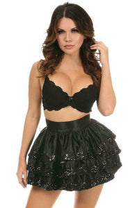 Black Sequin 3 Layer Skirt - Daisy Corsets