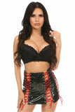 Black Patent Lace-Up Skirt w/Red Lacing - Daisy Corsets