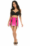 Hot Pink Patent Lace-Up Skirt w/Black Lacing - Daisy Corsets