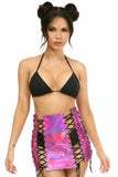 Fuchsia Holo Lace-Up Skirt - Daisy Corsets