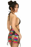 Rainbow Glitter PVC Lace-Up Skirt - Daisy Corsets