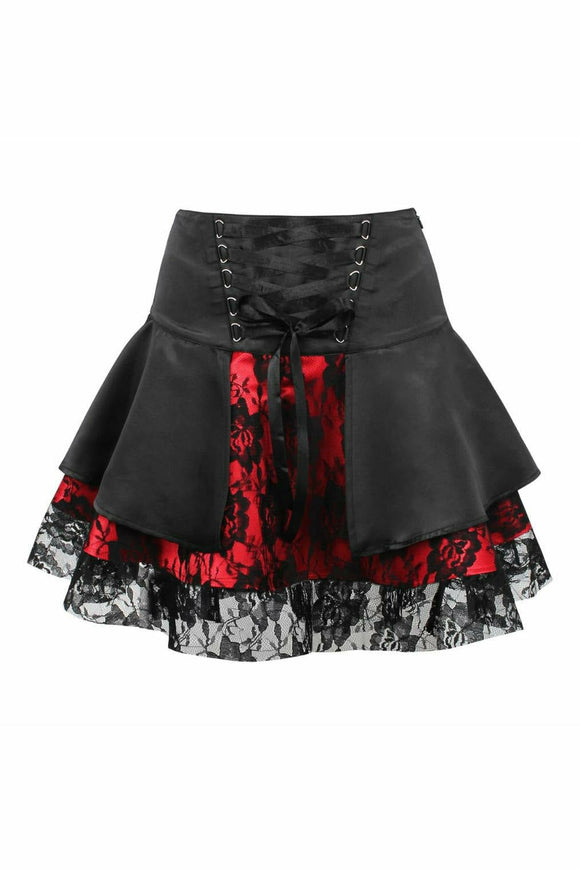 Red w/Black Lace Gothic Skirt