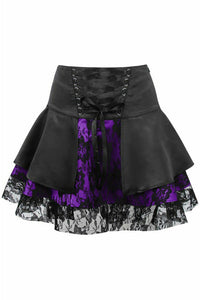 Purple w/Black Lace Gothic Skirt