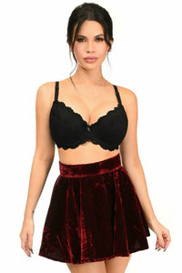 Dark Red Crushed Velvet Skirt - Daisy Corsets