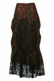 Red w/Black Lace Overlay Ruched Bustle Skirt - Daisy Corsets