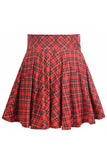 Red Plaid Stretch Lycra Skirt