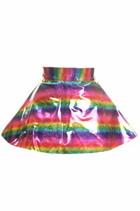 Rainbow Glitter PVC Skater Skirt