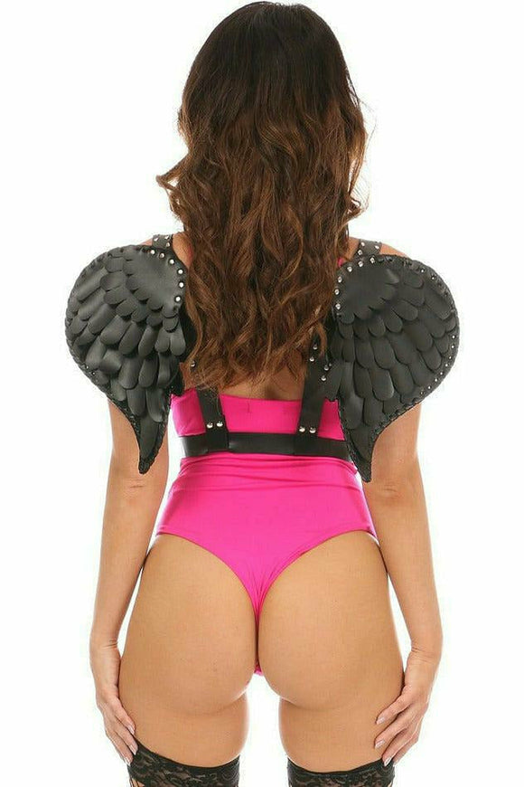 Black Vegan Leather Angel Wings - Daisy Corsets
