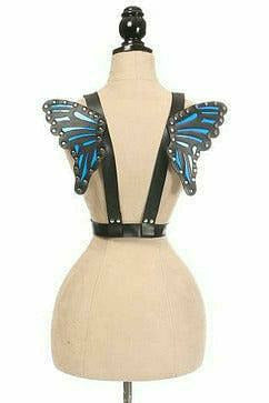 Black/Blue Vegan Leather Butterfly Wings - Daisy Corsets