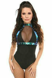 Teal/Blue Holo Fishnet Harness - Daisy Corsets