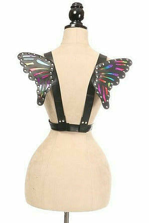 Vegan Leather & Rainbow Small Butterfly Wing Harness