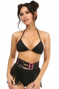 Candy Collection - Black/Pink Fringe Skirt - Daisy Corsets