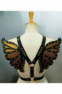Faux Leather Bronze/Gold Butterfly Wing Harness - Daisy Corsets