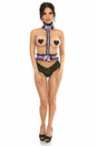 Kitten Collection Lavender/Black Lace Single Strap Body Harness - Daisy Corsets