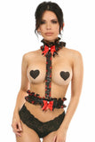 Kitten Collection Red Roses Satin Single Strap Body Harness - Daisy Corsets