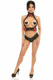 Kitten Collection Red Roses Satin Double Strap Body Harness - Daisy Corsets
