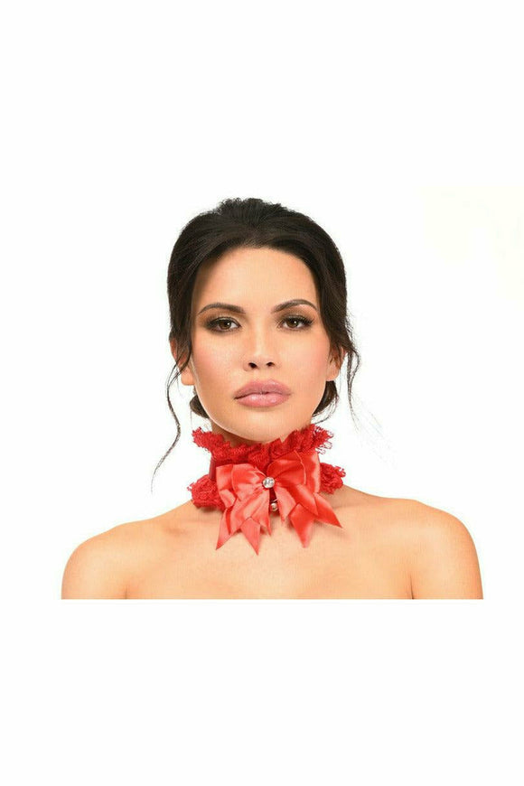 Kitten Collection Red/Red Lace Choker - Daisy Corsets