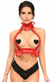 Kitten Collection Red/Red Lace Double Strap Body Harness - Daisy Corsets