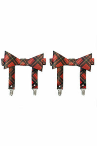 Red Plaid Faux Leather Garters (set of 2)