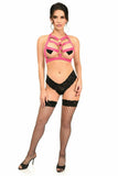 Hot Pink Stretchy Body Harness w/Gold Hardware - Daisy Corsets