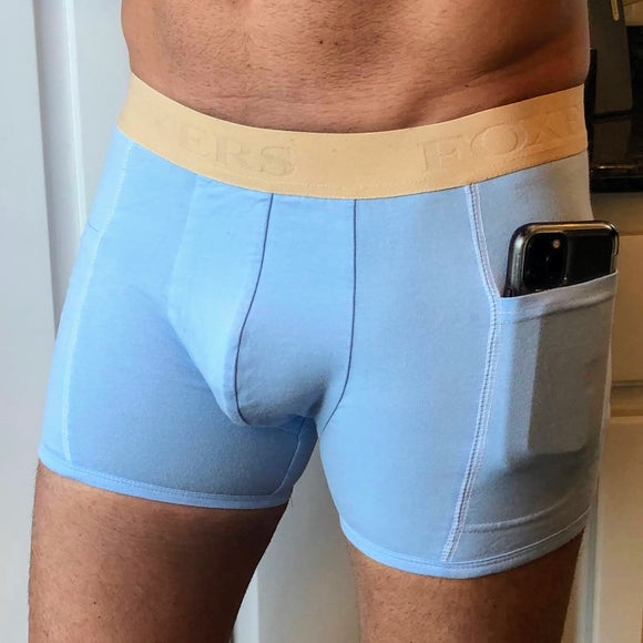 Foxers Men's Lt Blue Boxer Brief | Nude FOXERS Logo Band