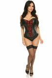 Lavish Wet Look Overbust Corset Red w/Lace Overlay - Daisy Corsets