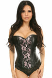 Lavish Wet Look Overbust Corset Pink w/Lace Overlay - Daisy Corsets