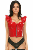 Lavish Red Patent Bustier Top w/Ruffle Sleeves - Daisy Corsets