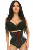 Lavish Wet Look Under Bust Corset Red w/Lace Overlay - Daisy Corsets