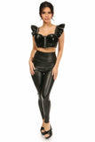 Lavish Black Patent Underwire Bustier Top w/Removable Ruffle Sleeves