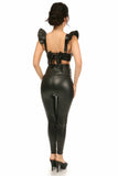 Lavish Black Faux Leather Underwire Bustier Top w/Removable Ruffle Sleeves