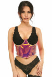 Lavish Rainbow Gold Holo Open Cup Underwire Waist Cincher - Daisy Corsets