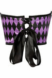 Lavish Black & Purple Diamond Satin Open Cup Waist Cincher