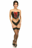 Lavish Black Faux Leather w/Red Lace-Up Bustier - Daisy Corsets