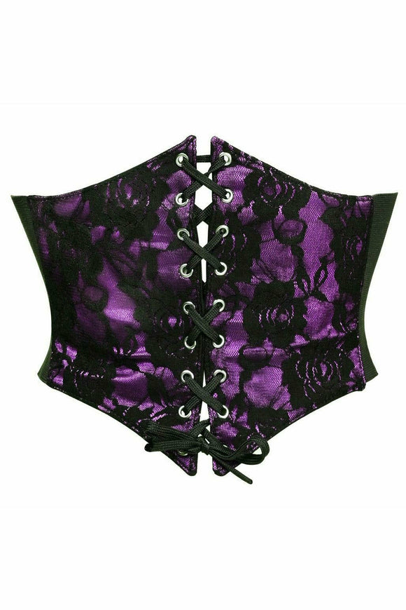 Lavish Purple w/Black Lace Overlay Corset Belt Cincher - Daisy Corsets