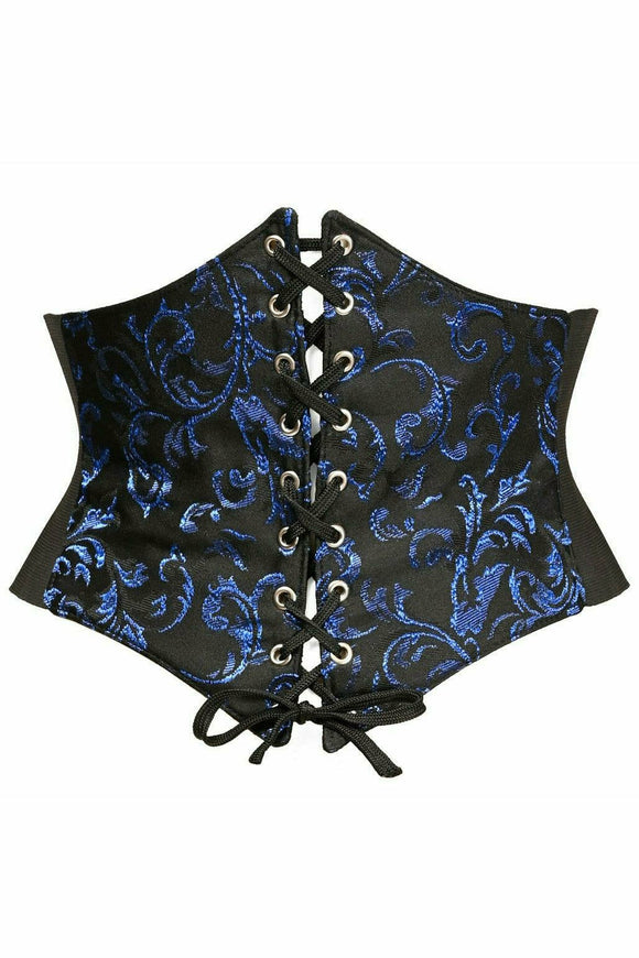 Lavish Black/Blue Brocade Corset Belt Cincher - Daisy Corsets