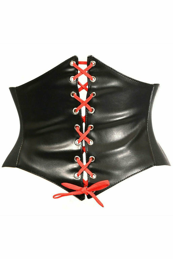 Lavish Black Faux Leather w/Red Lacing Corset Belt - Daisy Corsets