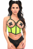 Lavish Neon Green Underwire Open Cup Mesh Cincher w/Criss Cross Back