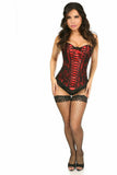 Lavish Red Lace-Up Over Bust Corset w/Black Lace - Daisy Corsets