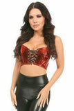 Lavish Red Metallic Lace-Up Short Bustier Top - Daisy Corsets
