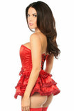 Top Drawer Red Satin & Sequin Steel Boned Corset w/Removable Snap Skirt
