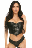 Top Drawer Black Faux Leather Bustier Top w/Clasp - Daisy Corsets