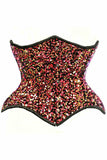 Top Drawer Multi Pink Sequin Curvy Cut Waist Cincher Corset - Daisy Corsets